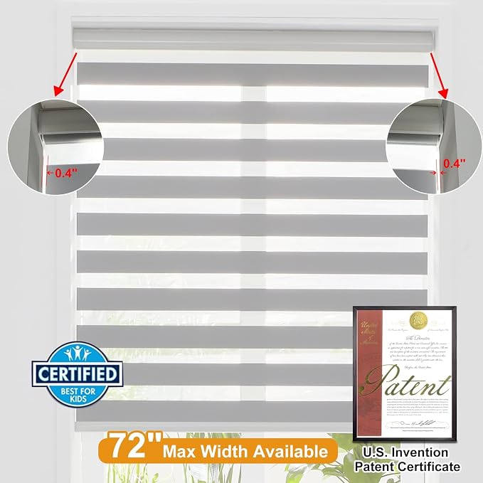 Persilux Cordless Zebra Blinds for Windows Shades Dual Layer Fabric Light - Image 4