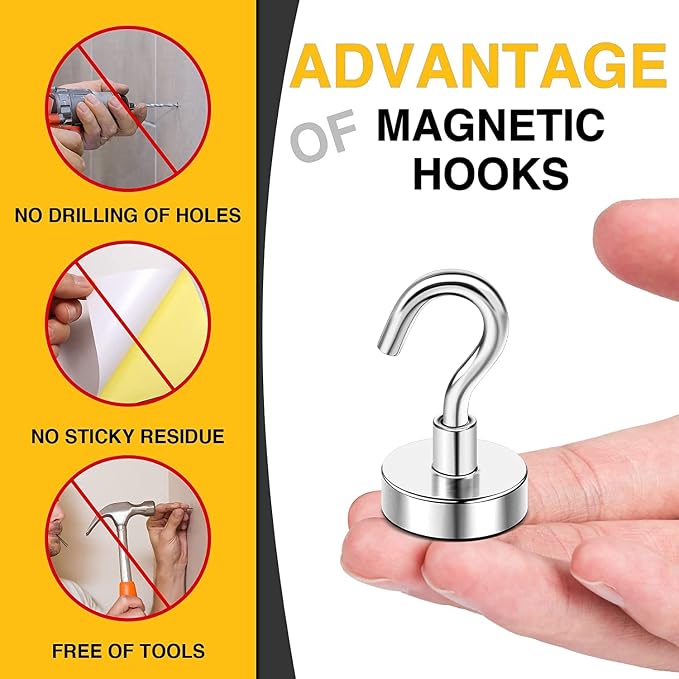DIYMAG Magnetic Hooks, 30Lbs Strong Heavy Duty Cruise Magnet S-Hooks - Image 2