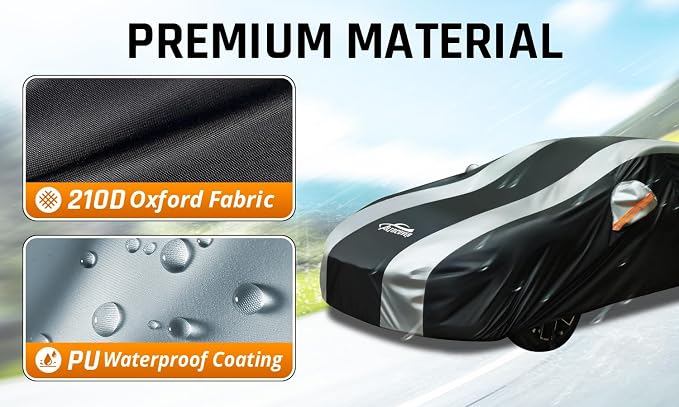 Full Exterior Covers with Silver Stripe Design, Sedan Car Cover - Image 2
