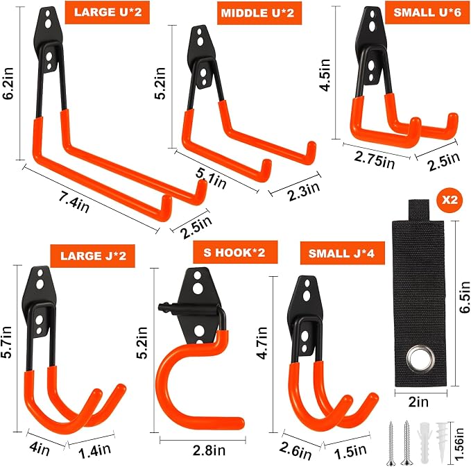 Garage Hook Heavy Duty Wall Storage Hangers, 20 Pack Garage Storage Hooks Steel - Image 2