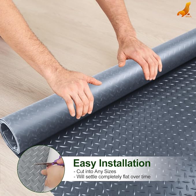 SEAL 5 x 8 Ft Premium Garage Floor Mat, Solid 2.8mm Thick Gray Commercial Grade - Image 6