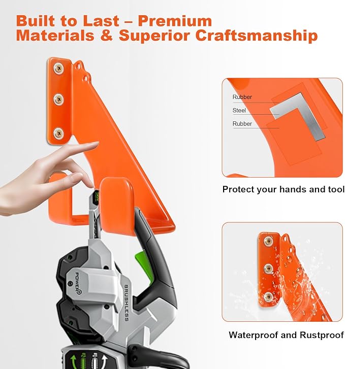 Chainsaw Hanger, Heavy Duty Chainsaw Hanger, 2 Pack Wall Mount Rack, Durable - Image 3