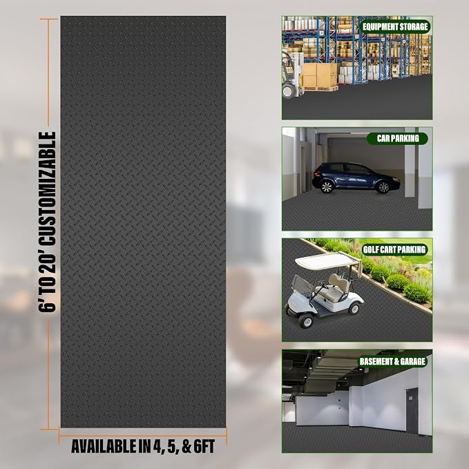 SEAL 4 x 6 Ft Premium Garage Floor Mat, Solid 2.8mm Thickened Black Commercial - Image 3