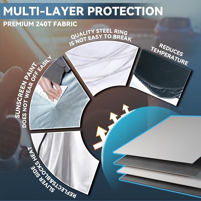 Sun Shade Sunshade for Honda Pilot 2016-2025 2026 Windshield Cover, 4-Layers - Image 7