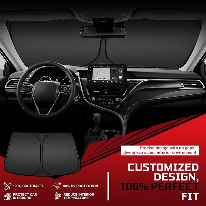 Windshield Sun Shade for 2022 2023 2024 2025 Ford Maverick Foldable Sun - Image 2