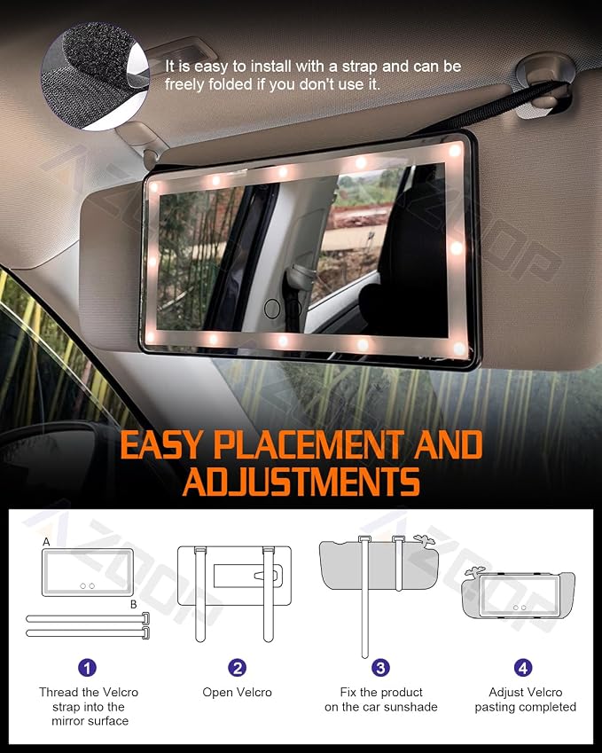 2PCS Car Sun Visor Vanity Mirror, Rechargeable Makeup Mirror - Image 7