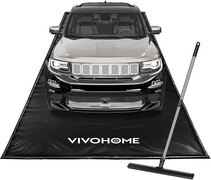 VIVOHOME Containment Mat with Stay Put Corner, PVC Garage Mats by VIVOHOME