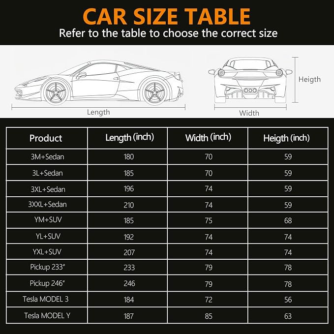 Car Covers for Automobiles, 6 Layers Car Cover Waterproof All Weather, Full - Image 5