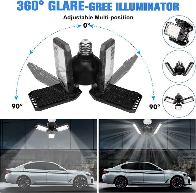 LED Garage Lights Bulb 4 Pack -80W, 8000LM 6500K Led Shop Light - Image 2