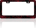 Red Spider Web License Plate Frame Funny Cobweb Stainless Steel License Plate by TINALUIN