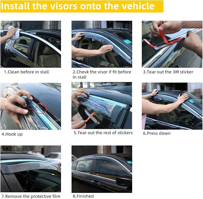 4pcs Smoke Tint with Chrome Trim Window Visors Compatible with Compatible with - Image 4