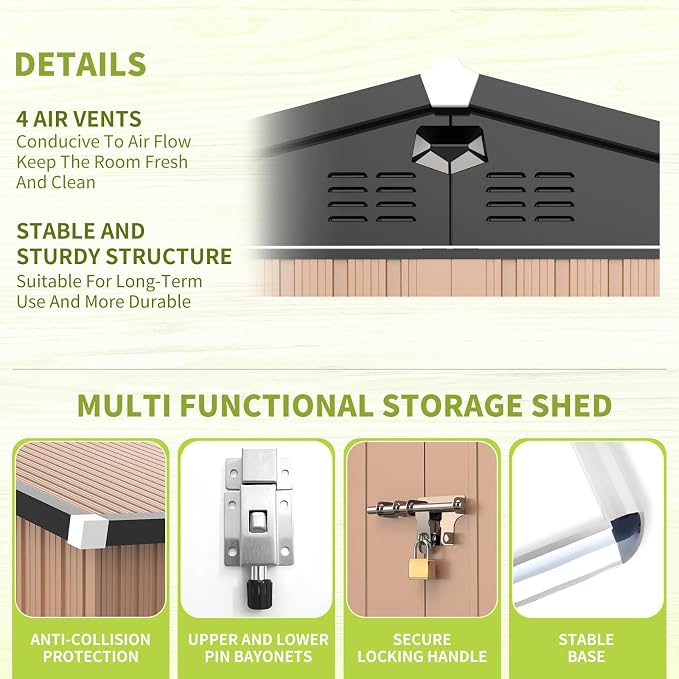 Metal Storage Shed, Outdoor Storage Building 8x6, Large Backyard Shed - Image 4