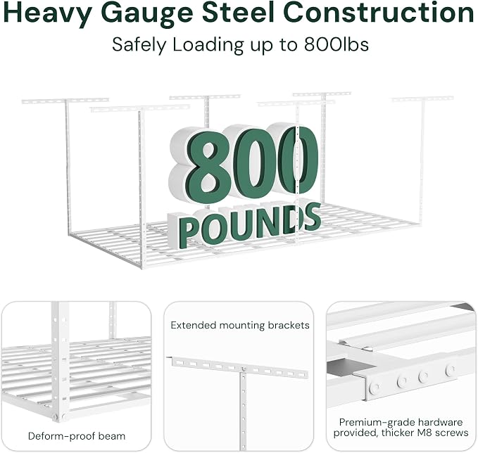 SunsGrove 3x8 Garage Storage Overhead Rack Organization, Adjustable Ceiling - Image 2