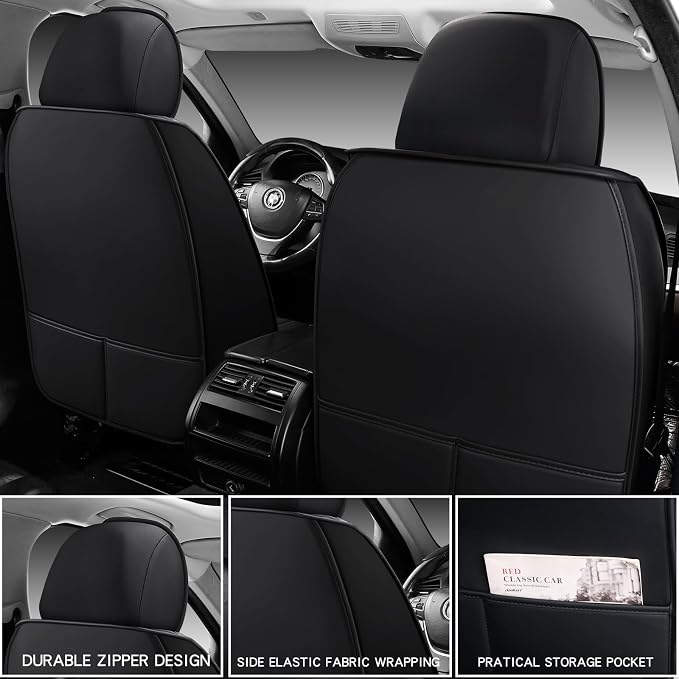 Leather Car Seat Covers Full Set, Universal Faux Leather Car Seat Covers 5 Seats - Image 8