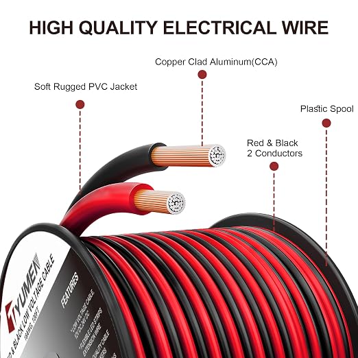 10 Gauge Wire 25FT, 10AWG Red Black Electrical Wire LED Strips Extension Cord - Image 2