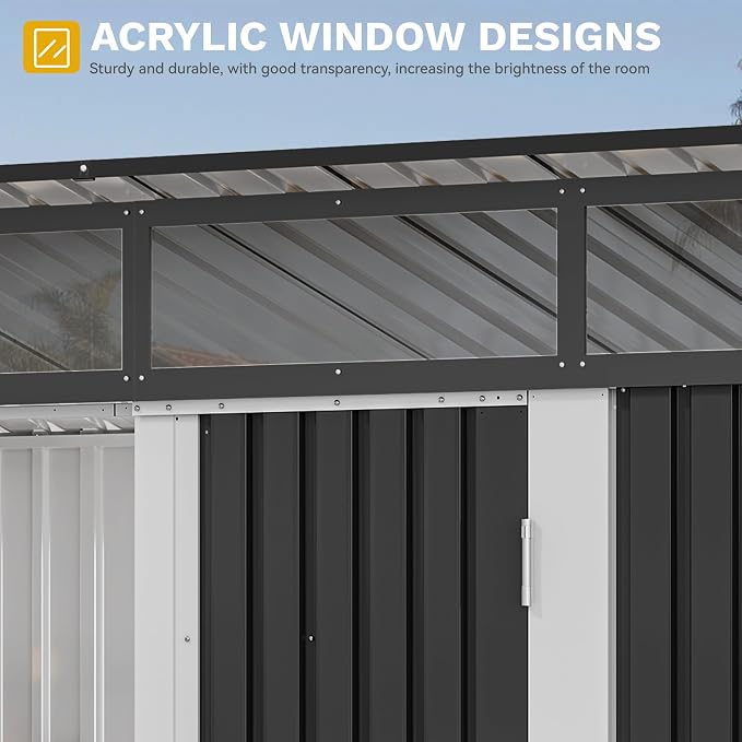 DWVO 9x4 FT Storage Shed for Bicycle, Functional Metal Tool Shelter Garden - Image 5