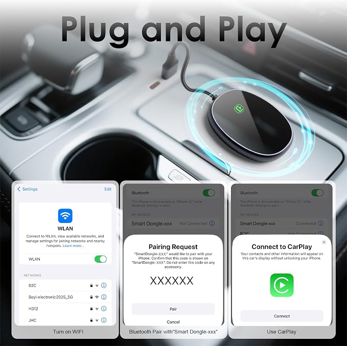 Wireless CarPlay Adapter for Apple iPhone 2025 Upgraded, Converts Wired to - Image 6