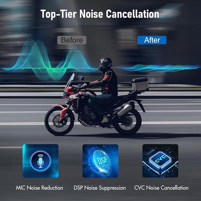 TK-X4 Motorcycle Bluetooth Headset, 6 Riders 2000m Helmet Group Intercom - Image 3