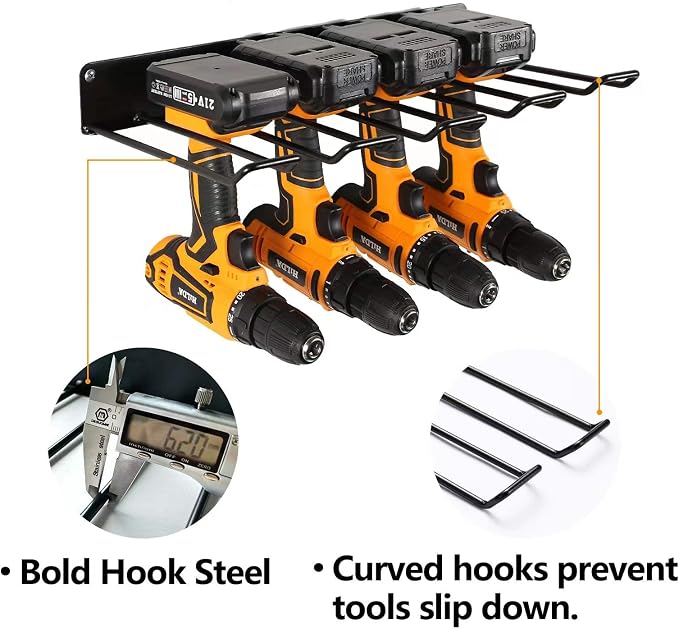 Power Tool Organizer with Charging Station, Drill Holder, Wall Mount, Garage - Image 5
