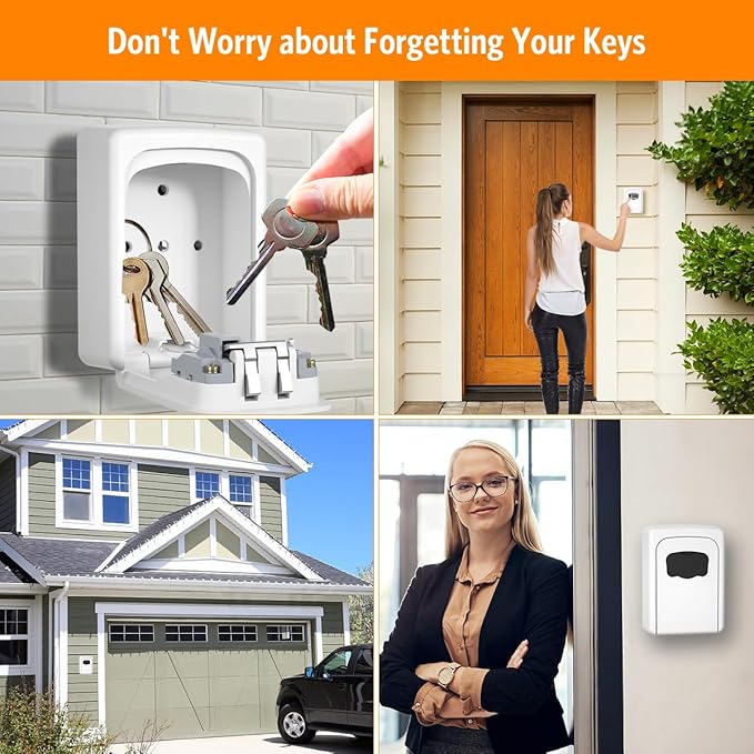 Key Lock Box Wall Mounted, Fayleeko 4 Digit Combination Lockbox - Image 2