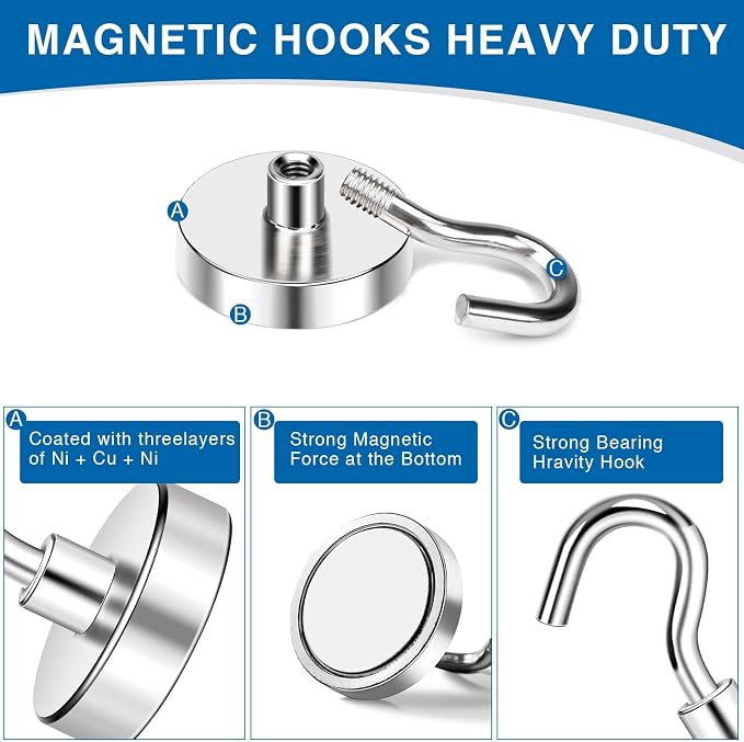 LOVIMAG Magnetic Hooks for Cruise Cabins, 110lbs Magnetic Hooks for Classroom - Image 4