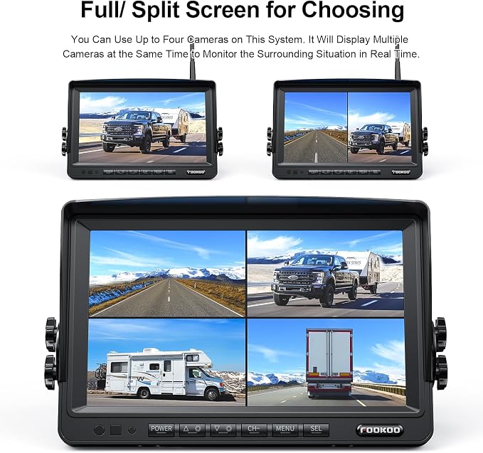 Fookoo 1080P 7" Wireless Backup Camera System, IP69 Waterproof Rear View Front - Image 4