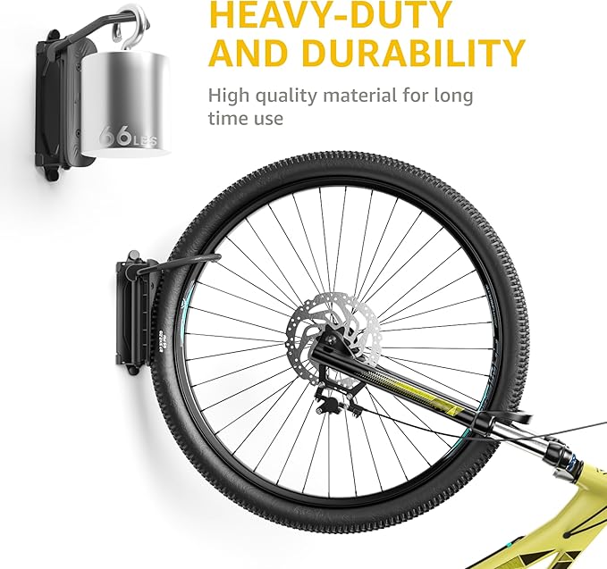 monTEK Swivel Bike Wall Mount – 2 Pack Garage Bike Hanger & Space-Saving - Image 3