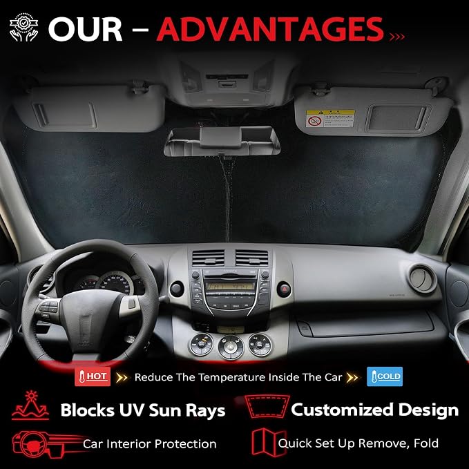 KAYZT Windshield Sun Shade for Ford F150 2021-2025 Super Crew Cab, Super Cab - Image 3