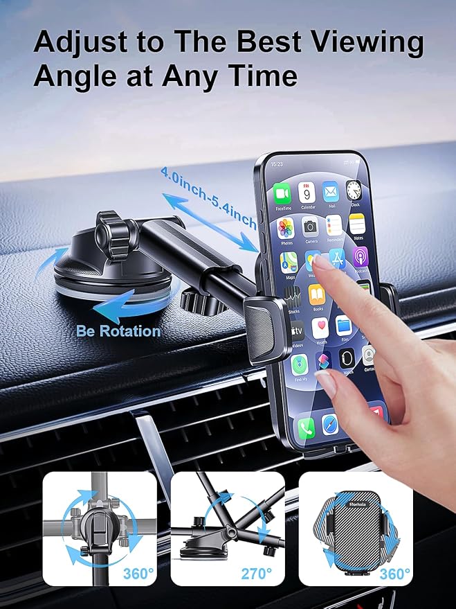 3-in-1 Car Phone Holder, Cell Phone Car Mount Fit - Image 5