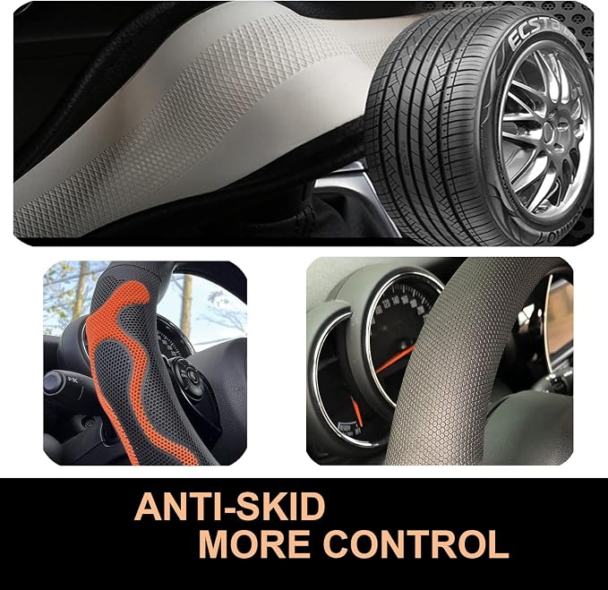 PINCTROT D Shaped Comfy Grip Steering Wheel Cover, Anti-Slip Design, Flat - Image 5