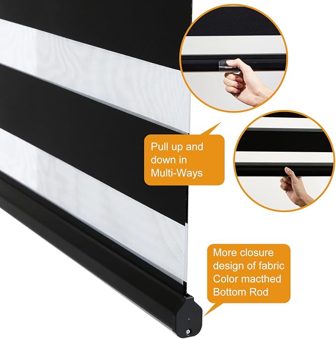 Persilux Cordless Zebra Blinds for Windows Free-Stop Roller Windows Shades Dual - Image 3