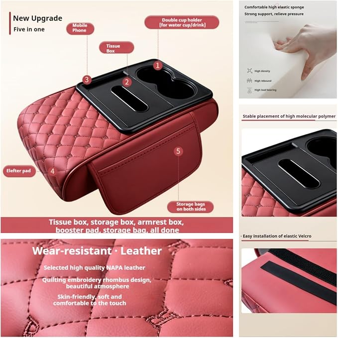5-in-1 Center Console Cover Organizer, Arm Rest Cover - Image 4