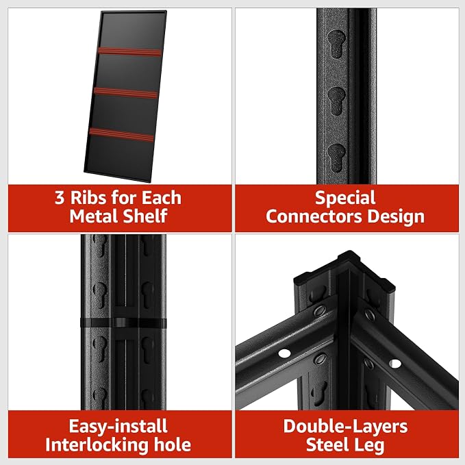 5 Tier Metal Shelving Unit, Heavy Duty Garage Shelves - Image 4