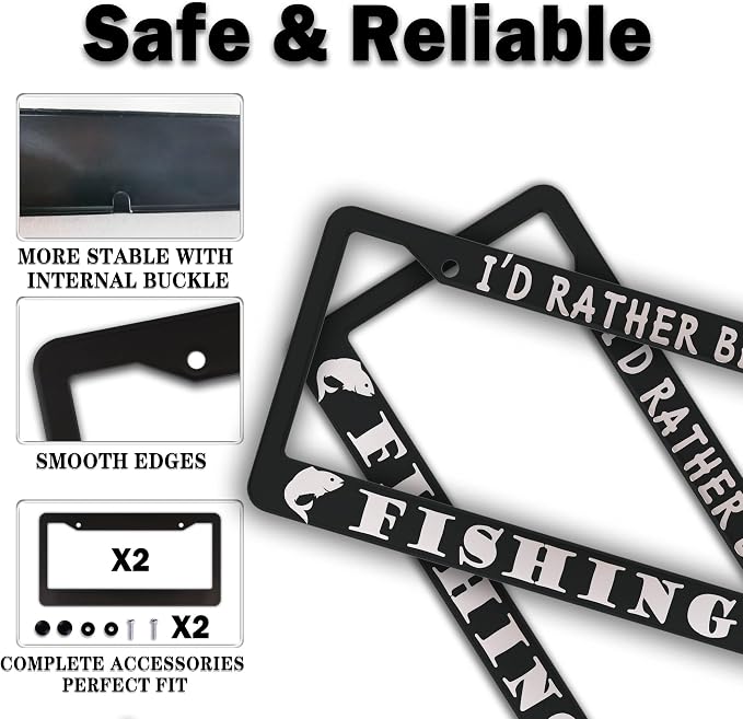 Automotive Exterior Accessories Black and White License Plate Frames I'd Rather - Image 4