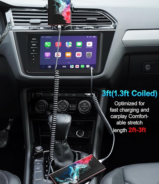 USB C to USB C Charger Cable, Coiled USB C Charger Cable - Image 4
