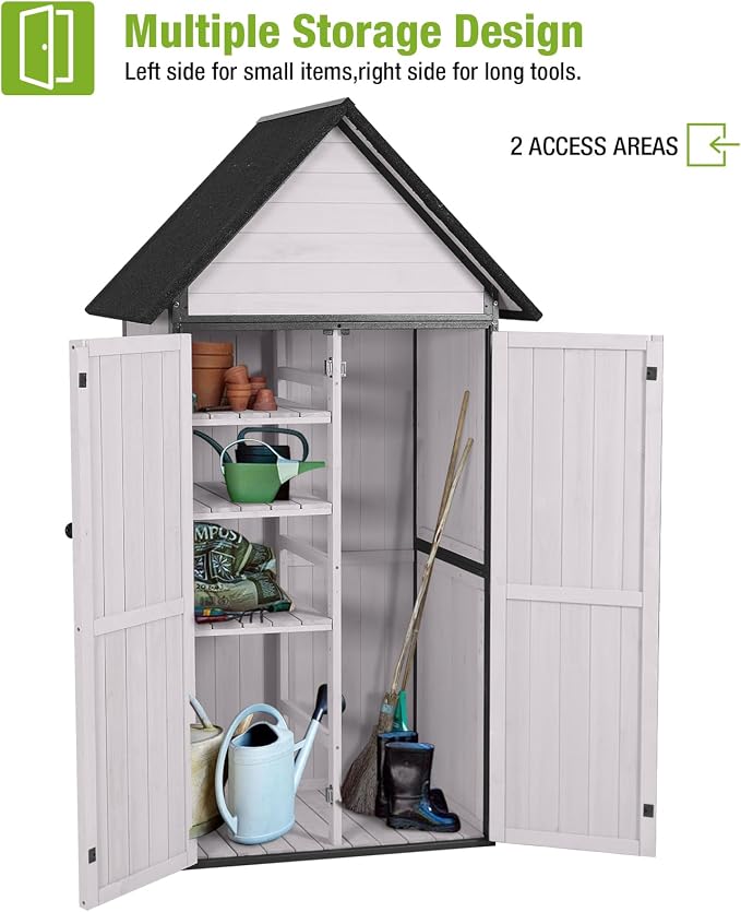 GUTINNEEN Sheds Outdoor Storage Wooden Garden Tool Shed - Image 3