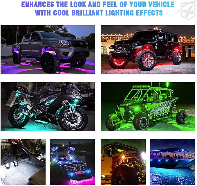 Xprite 8 Pods Rock Lights Wide Angle Bluetooth RGB Rocklights, Compatible Jeep - Image 7