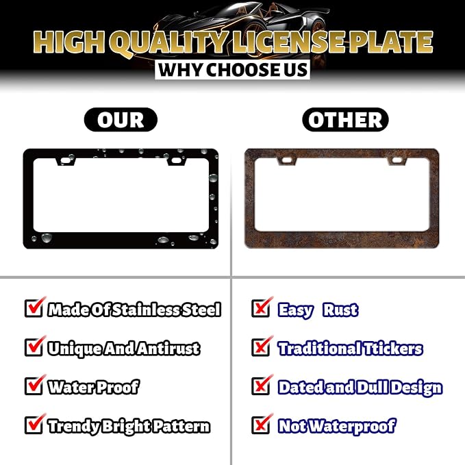 Vintage Black Grey American Flag License Plate Frame Patriotic License Plate - Image 4