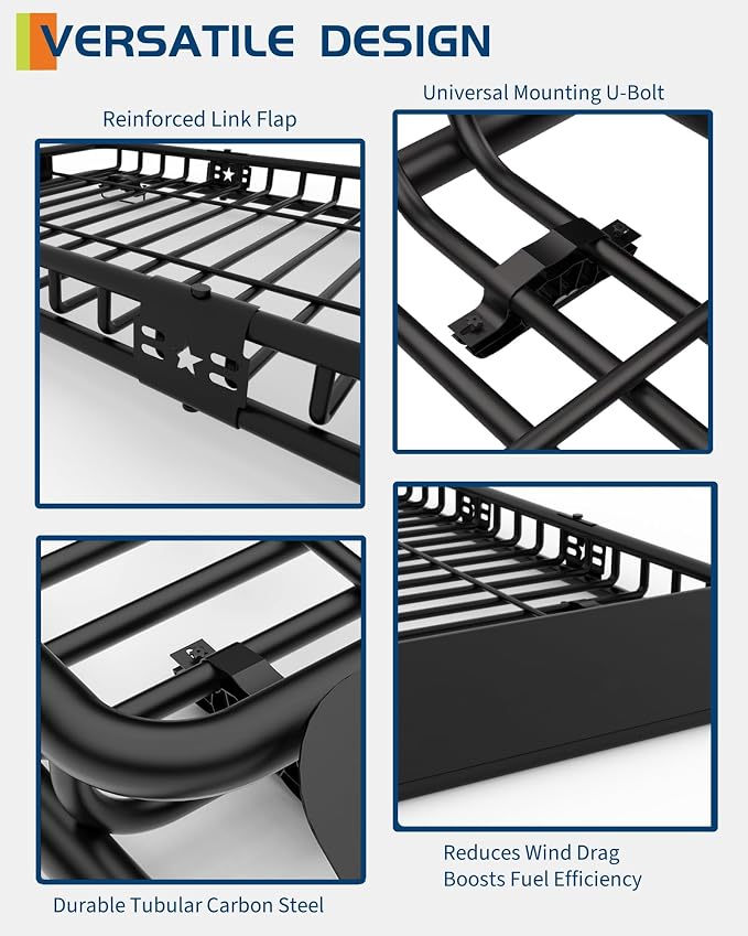 46" x 36" Universal Roof Rack Carrier Basket, 200 Lbs Capacity Car Cargo Rack - Image 2