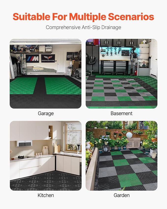 VEVOR Interlocking Drainage Mat, 12” x 12” Modular Interlocking Cushion - Image 7