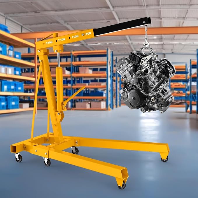 2 Ton Folding Engine Hoist, 4400lbs Hydraulic Cherry Picker Engine Hoist - Image 8