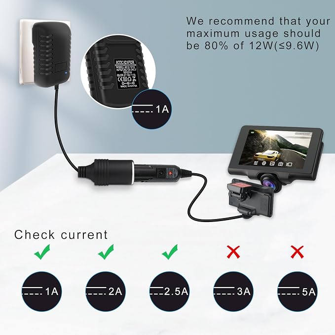 inShareplus 12V 1A 12W AC to DC Converter, 12 Volt Cigarette Lighter Adapter - Image 4