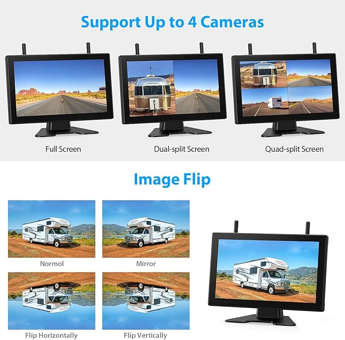 3 Magnetic Solar Wireless Backup Camera HD1080P Loop Recording 10.1 Inch - Image 4