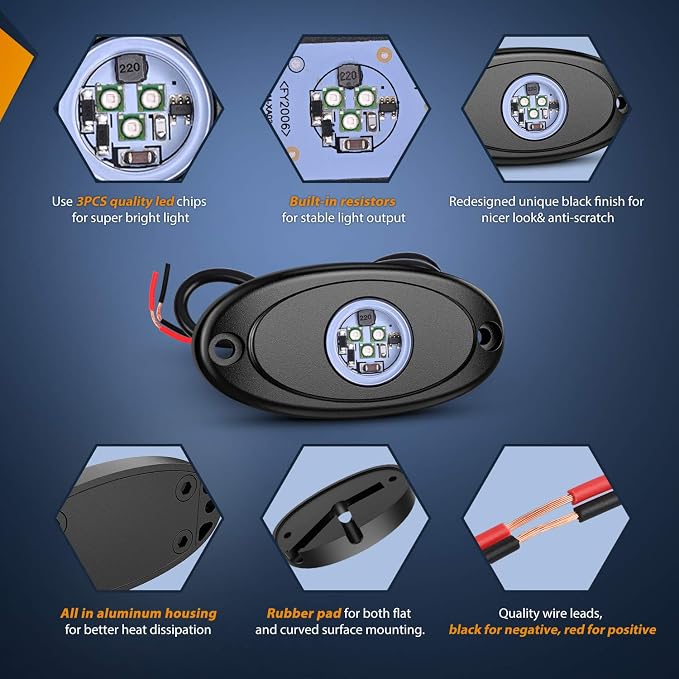 Nilight LED Rock Light 6PCS Green Pods - Image 3