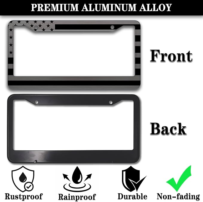 License Plate Frames Metal License Plate Frame American Flag Stainless Steel - Image 3