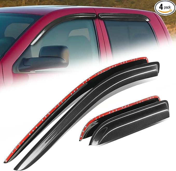 Auto Dynasty 4Pcs Carbon Fiber Pattern Window Visors Compatible by AutoDynasty