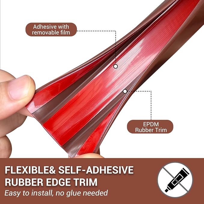 Rubber Edge Trim, Flexible Self Adhesive U Shaped Peel and Stick Edge Banding - Image 3