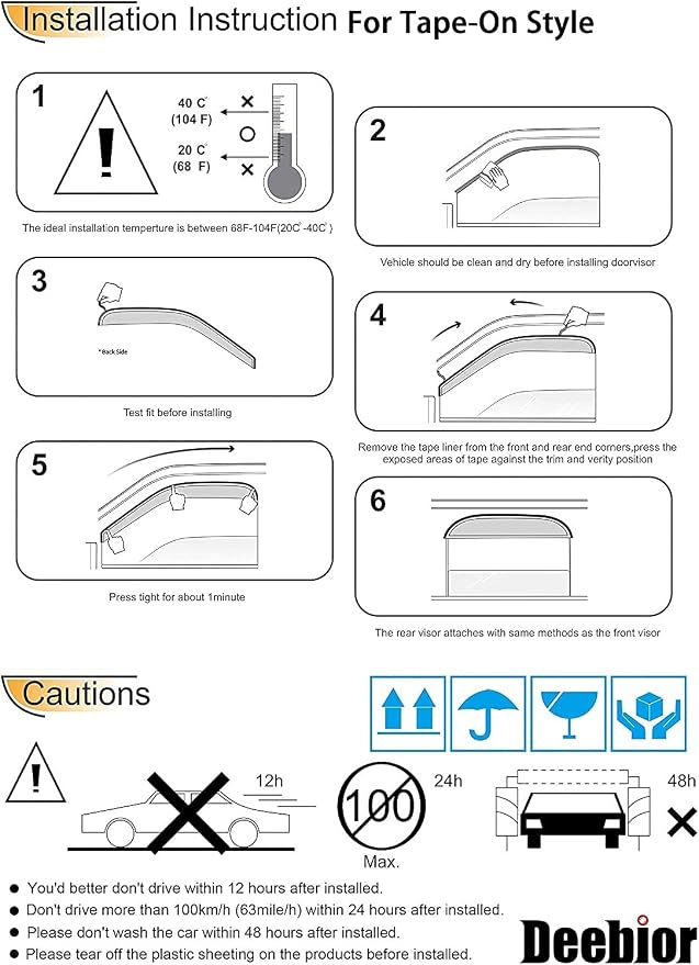 94252 Side Window Visor Wind Vent Deflector Rain Guard fit - Image 6