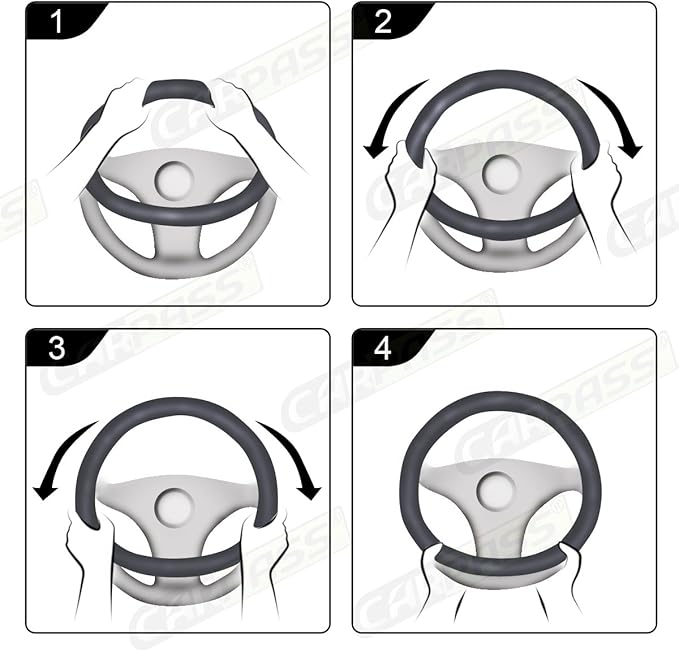 CAR PASS Rhombus Leather Universal Steering Wheel Cover, Fit - Image 6