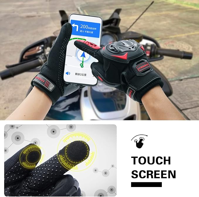 Motorcycle Gloves Touch Screen Full Finger Riding Gloves Knuckle Protection - Image 4
